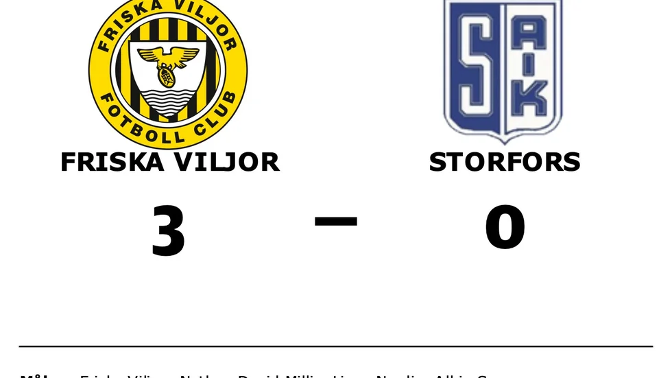 Friska Viljor FC vann mot Storfors AIK