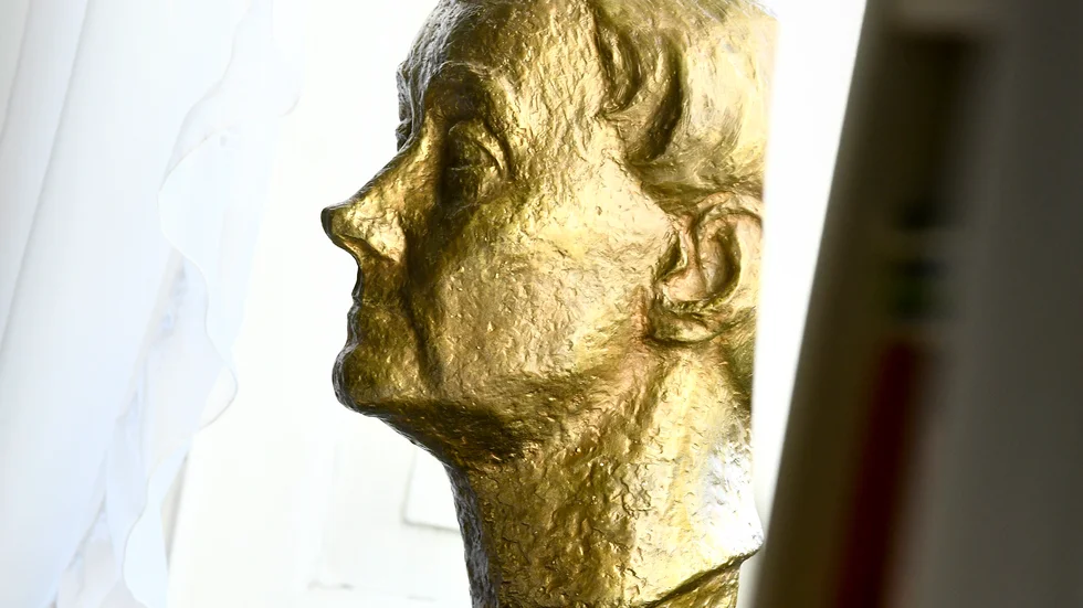 Byst av Astrid Lindgren i hennes lägenhet, där förra årets Almapris tillkännagavs. Arkivbild.