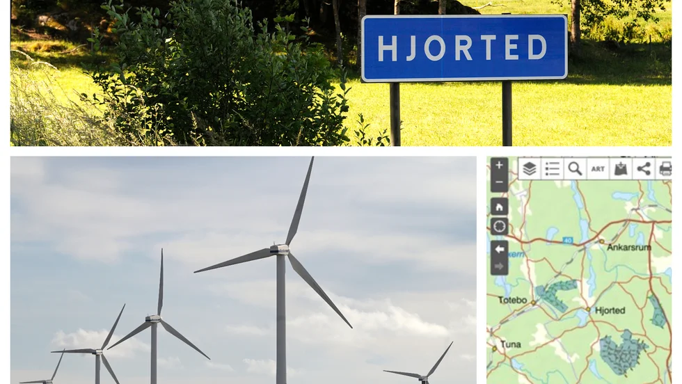 Planerna på vindkraftsutbyggnad i Hjorted har skapat oro bland de boende. På kartan från Länsstyrelsens sida Vindbrukskollen kan man se hur verken är tänkta att placeras.