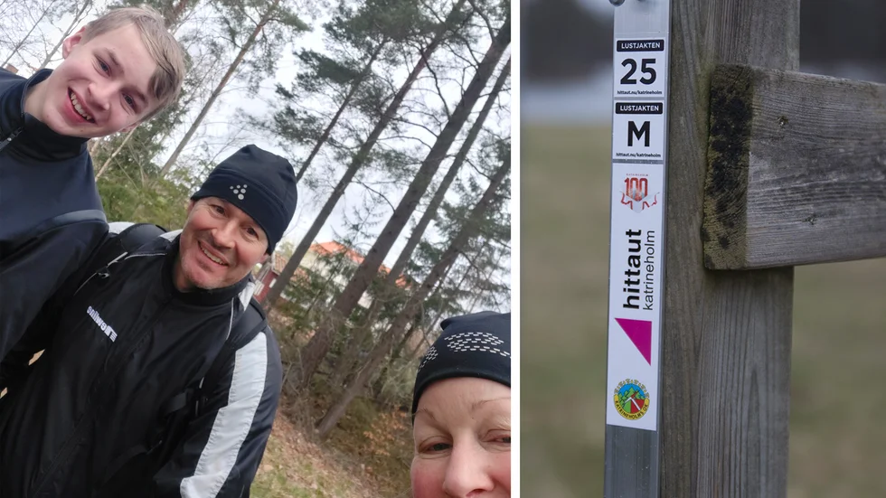 Det var glada miner när Vilgot, Owe och Therese Brandås tog en selfie vid den 140:e kontrollen. 