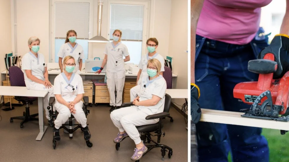Medarbetare från rehabenheten vid hand- och plastikkirurgisk klinik Västerbotten. Från vänster: Gunilla Olsson, Christine Lundberg, Carola Broddeskog, Filippa Enarsson, Ellenor Edin och Linda Sandén.