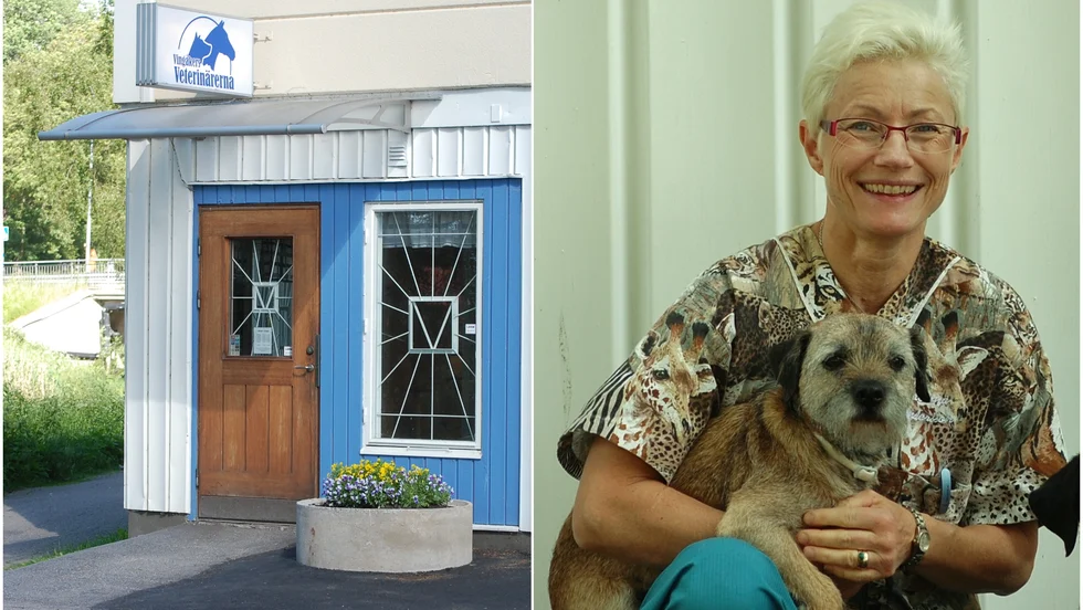 Det finns risk att Vingåkersåns kanter eroderar och Åbrogården och intilliggande företag håller stängt. Ingela Lindersson på Vingåkersveterinärerna har haft fullt upp med att boka om kunderna.