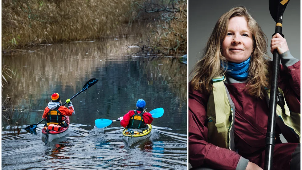 "Det är alltid säkrare att paddla i lite smalare vattendrag då de inte blir lika påverkade av vinden", säger Marie Modén, kajakledare på Friluftsfrämjandet.