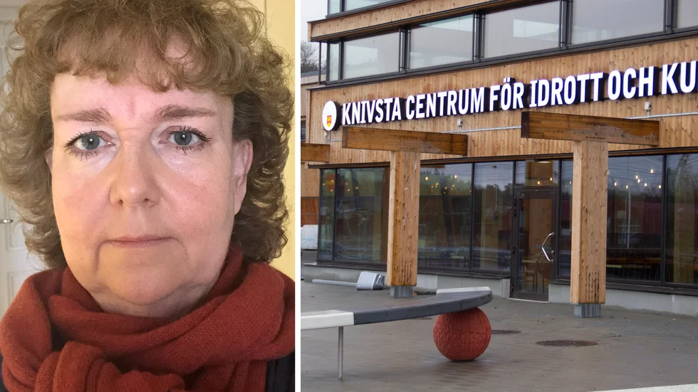 "Det är oroväckande att det händer", säger Lena Larsson, kultur- och fritidschef på Knivsta kommun, om att en platta från innertaket rasade ner i CIK-huset.