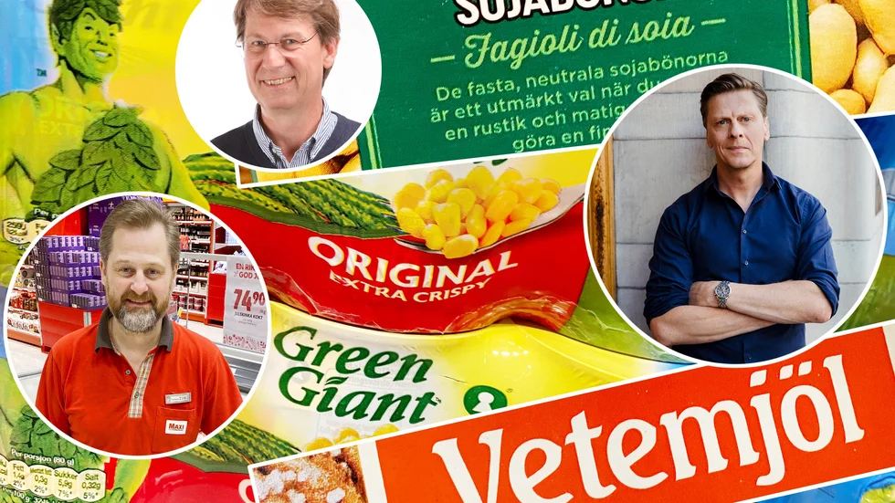 Matpriserna på väg upp, råvarupriset på bland annat majs, mjöl och sojabönor rusar. Ner till vänster Tomas Gustavsson, marknadschef på Ica Maxi Eskilstuna, upp till vänster Ulf Mazur, vd Matpriskollen, till höger Carl Eckerdal, chefsekonom på Livsmedelsföretagen.