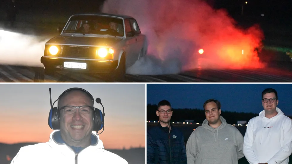 Motorevent som det ryker om. I lördags var det final på Go Faster Motorevent på flygplatsen i Hultsfred. På bilden ser ni bland andra Stefan Brenander och tre Kalmarpolare som var på besök. 