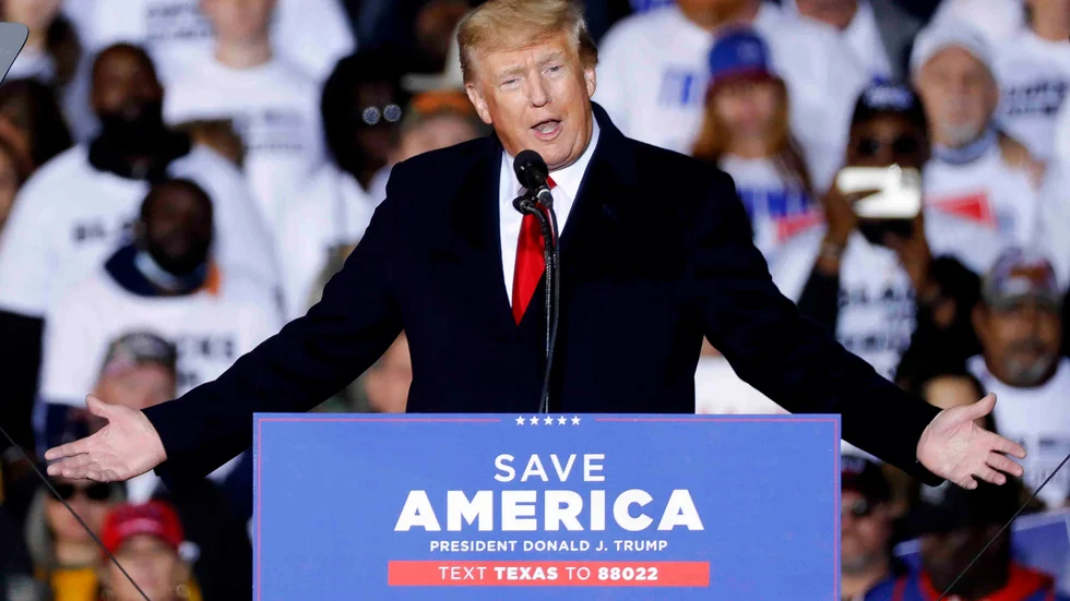 Ex-president Donald Trump vid ett möte i Texas tidigare i år.