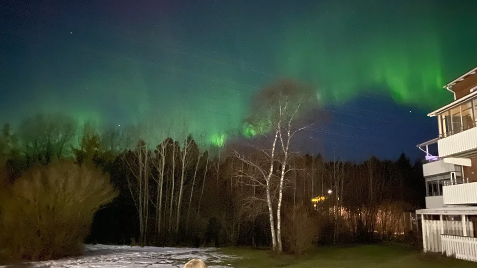 Norrsken över Enköping - ny chans i natt. Om vädret tillåter.