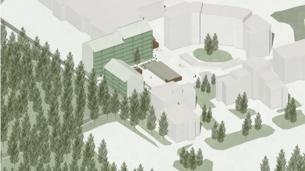 Så här kan Riksbyggens planerade seniorboende på Björkskatan komma att se ut. Tre huskroppar med totalt 49 lägenheter som kommer att säljas som bostadsrätter.