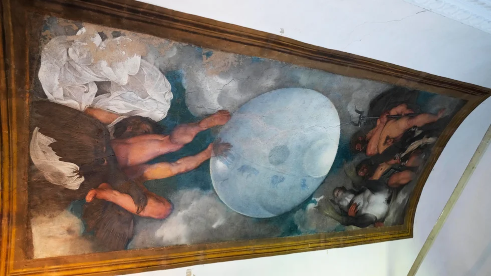 Den enda kända takmålningen av Caravaggio finns i centrala Rom, i Villa Aurora, som ska säljas på auktion. Arkivbild.