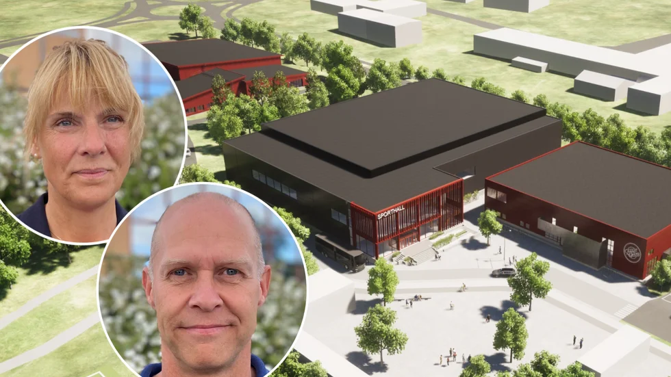 Den nya sporthallen på Larslunda hamnar mellan nuvarande Friskis och svettis och det nya badhuset. Sporthallen kommer att ha två fullstora planer där den ena har en publikkapacitet på 1 150 åskådare och där den andra anpassas för skolidrott och kan ha 150 åskådare på läktaren. Kontorschef Anna Werner och Klas Bayer, chef på bygglovsenheten är inte oroliga för förseningar.