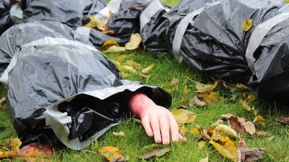 Många smyckar sina gårdar med skräckdetaljer under Halloween. "Hur i hela friden kan någon tycka att det är häftigt med liksäckar i trädgården?" skriver insändarskribenten.