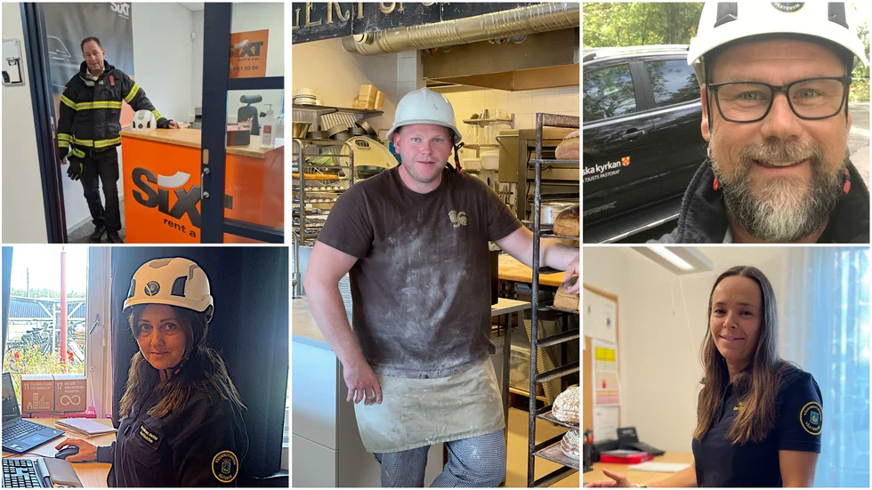 Fredrik Hallinder, Åsa Ekström, Robert Hagelin, Fredrik Andersson och Ann-Charlotte Andersson har ställt sig i samhällets tjänst och jobbar som deltidsbrandmän i kommunen. 