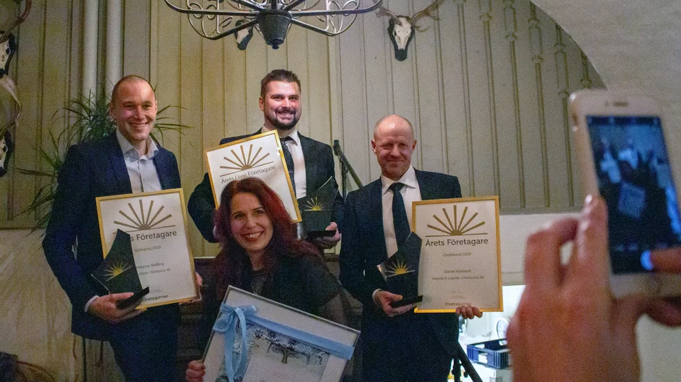 Prisade företagare: Magnus Redlig, Christoffer Haglund, Daniel Karlsson och Therese Brandell.