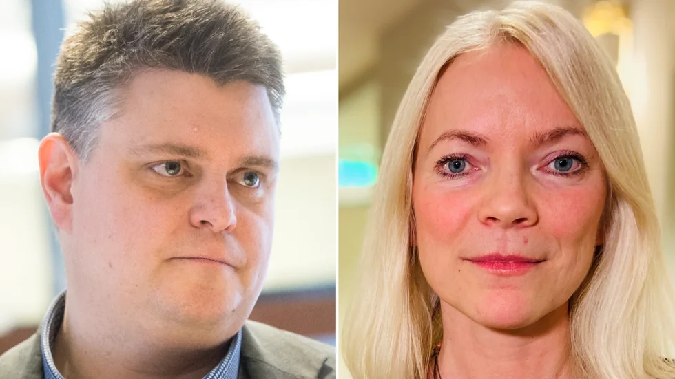 Åklagare Fredrik Beijar gör ingen hemlighet av att han är väldigt förvånad över att kollegan Anna Asklöf pläderade för att åtalet skulle ogillas, vid rättegången mot de två män som greps när 33 kilo amfetamin beslagtogs.