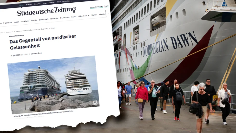 "Su upp, turisterna kommer" lyder bildtexten till artikeln i Süddeutsch Zeitung. I den berättas om gotlänningar som tröttnat och startat en förening för att motverka storskalig turism.