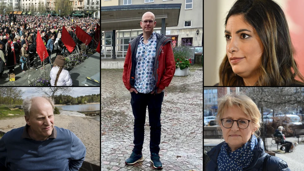 Gnestapolitikern Oskar Sulin (V), mitt i bild, vill avskaffa partiskatten. Bakom hans motion inför partiets kongress står även Tommy Fogelberg, Trosa (till vänster), Ewa Fagerström (till höger) och Mikael Audell, Gnesta, Stig Henriksson, Vantör, och Fredrik Skog, Skinnskatteberg.