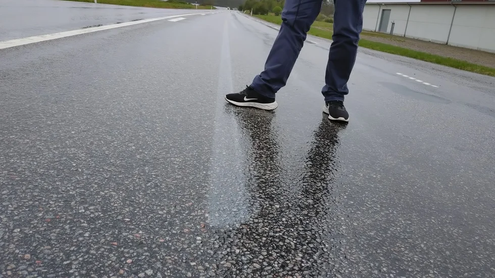 Väg 900 utanför Arsenalen i Näsbyholm. Strecken har åstadkommits av misstag av Trafikverket.