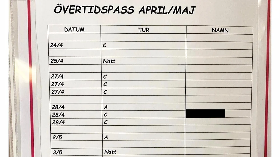 En lista med övertidspass sitter uppe på akutmottagningen, trots blockaden.