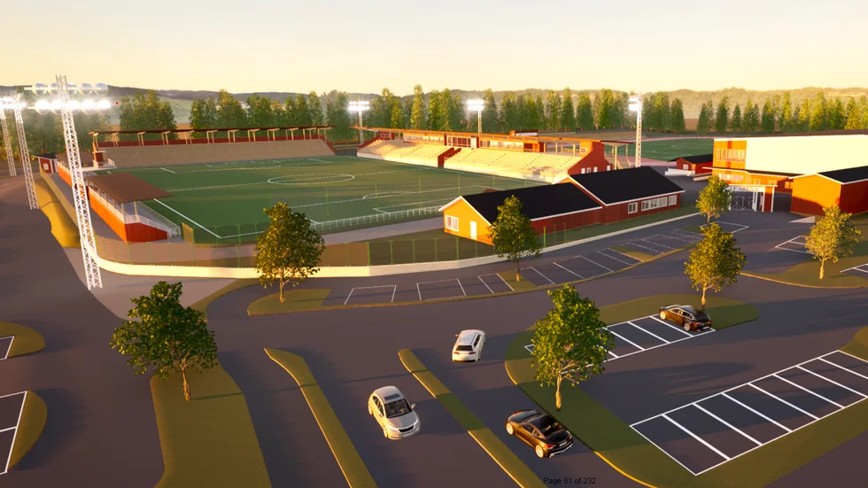 Förslaget på nya arenan för elitfotboll i Piteå. 
