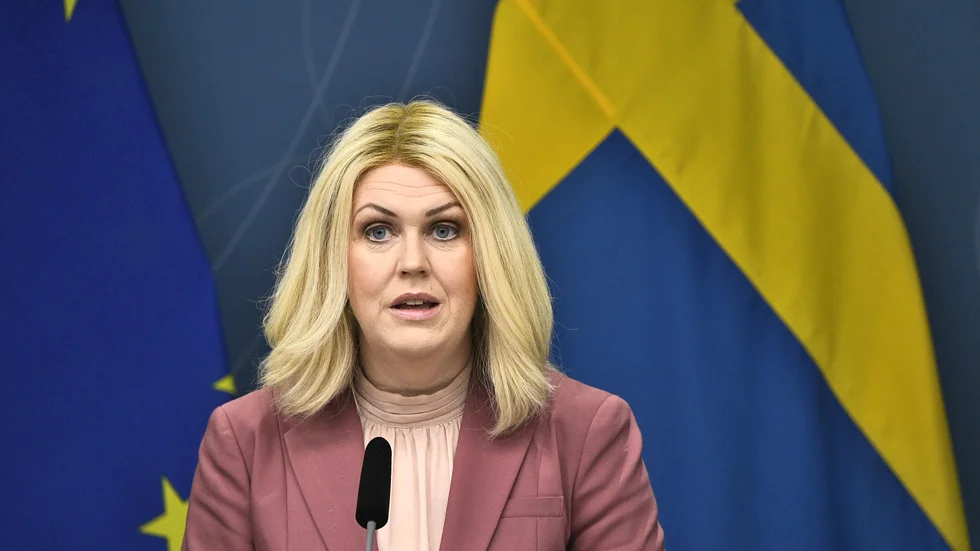 Socialminister Lena Hallengren vid dagens pressträff om åtgärder kopplade till covid-19-pandemin.