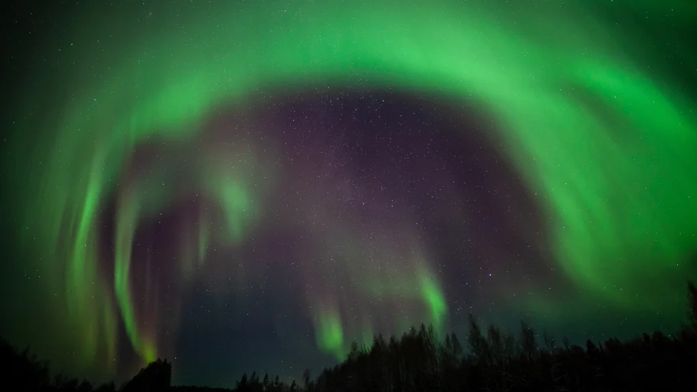 Mäktigt norrsken. Det här mäktiga norrskenet syntes på himlen i Vittjärv den 30 november. Anders Blomqvist fotograferade.