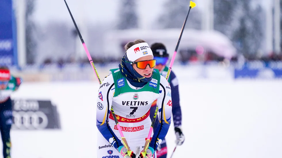 Anna Dyvik under sprinten i Ruka. Arkivbild.