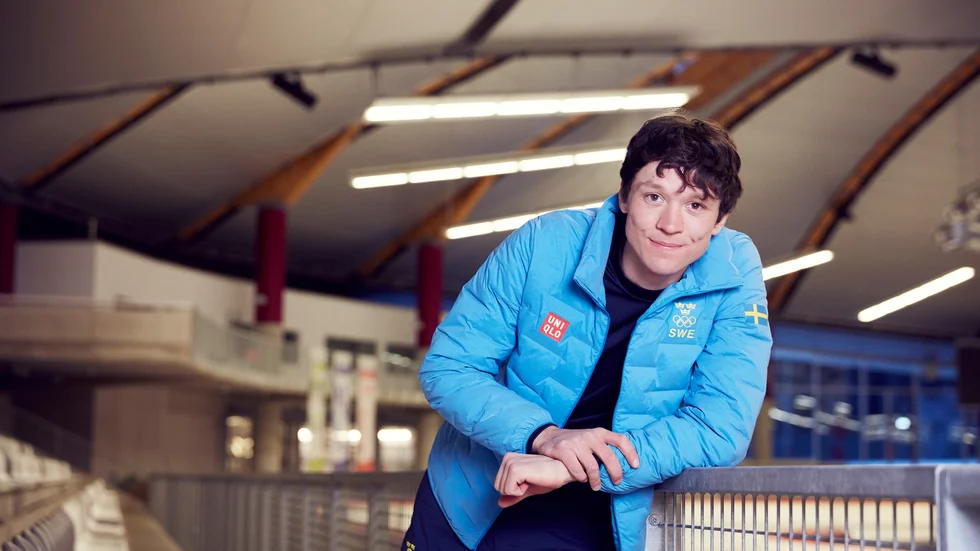 Den svenske skridskoåkaren Nils van der Poel tagna i samband med träning i Insel, Tyskland.