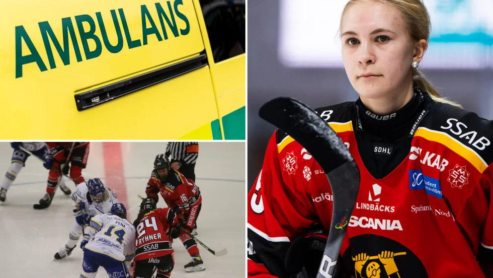 Wilma Hjelm skadades och fick lämna isen med ambulans när Luleå Hockey/MSSK mötte Leksand.