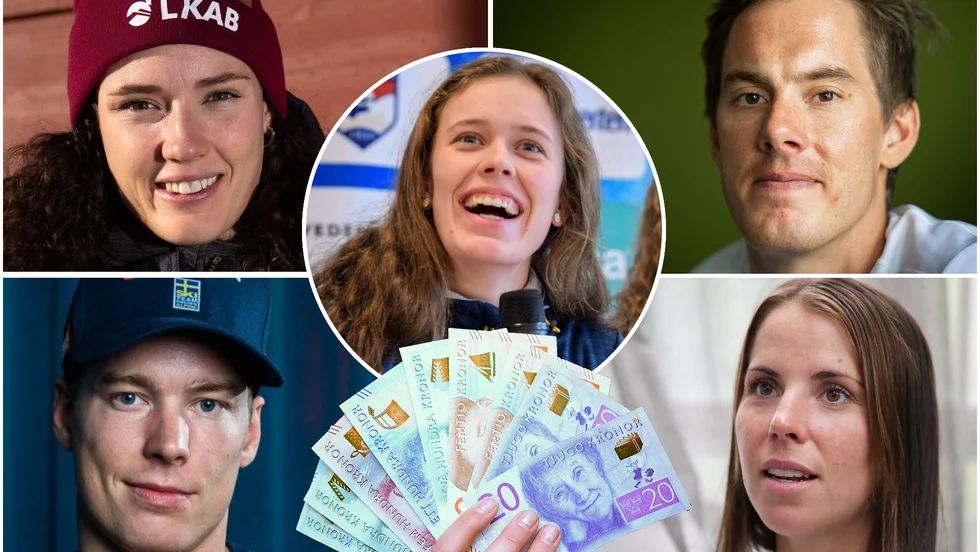 Elvira Öberg (mitten) har dragit in mest prispengar  av länsåkarna.