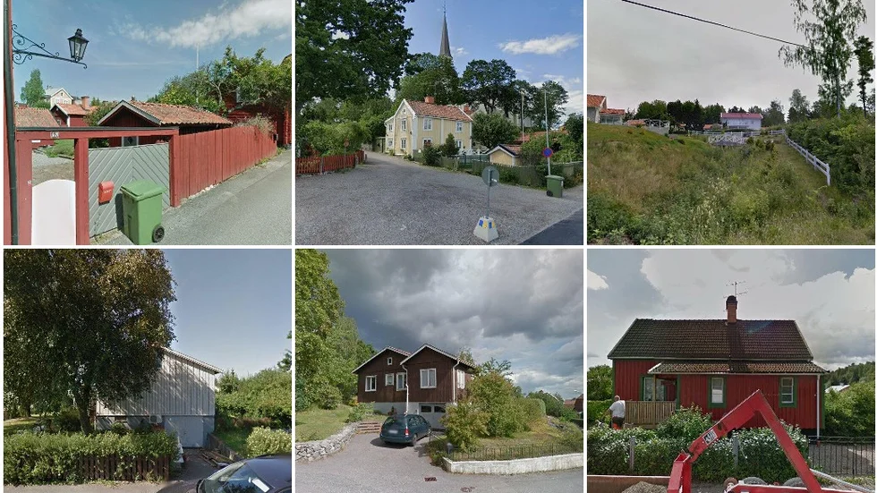 Djurgårdsgatan 18, Klostergatan 2A, Fredriksborg 7, Klövervägen 2, Tallåsvägen 2 och Överbyvägen 9.