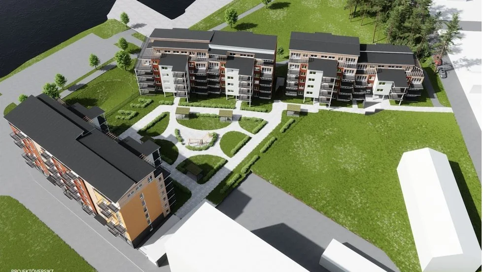 Här är det senaste förslaget för hur kvarteret på Gültzauudden skulle kunna se ut med tre hus som är fyra-sju våningar höga. Nu riktar Länsstyrelsen kritik mot förslaget till ny detaljplan. I dag utgör ytan parkområde vid Repslagargatans yttersta spets.