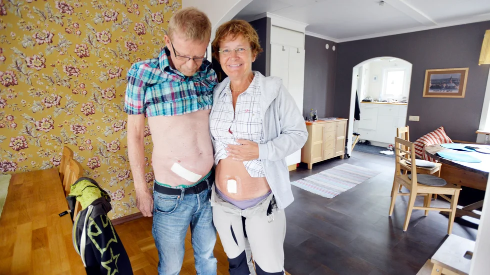 Det finaste man kan få. En del önskar sig en aldrig sinande kappsäck med pengar, allt Bengt Melin, 54, önskade sig var en ny njure. Ny njure, nytt liv. Något som barndomskompisen Britta Flinkfeldt, 51, såg till att förse honom med.  Foto: Foto: Sofie Abrahamsson.