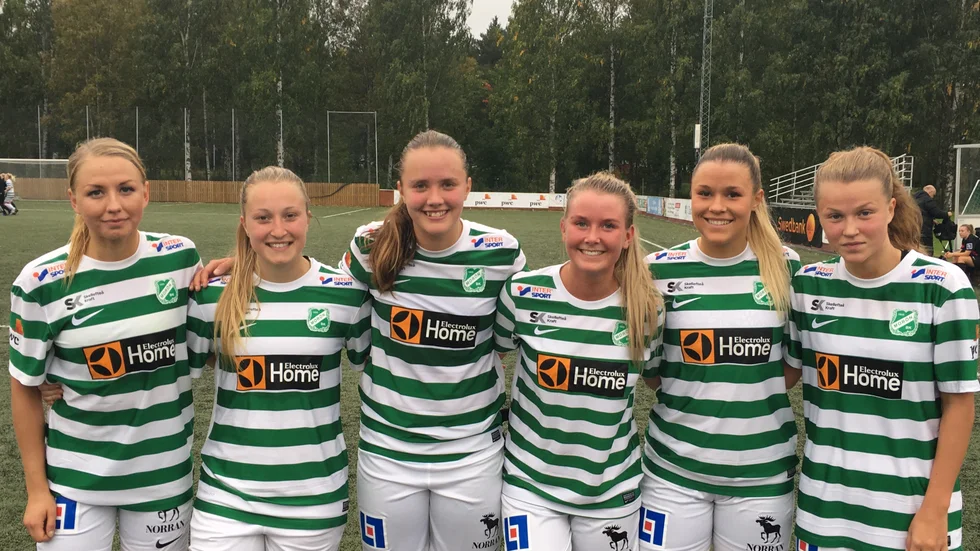 Målskyttar. Morön vann stort mot Timrå. De här sex målskyttarna låg bakom lagets alla sju mål. Foto: Privat.