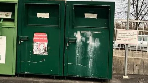 Humana kommer under onsdagen byta ut den container med nazistiska slagord på. 