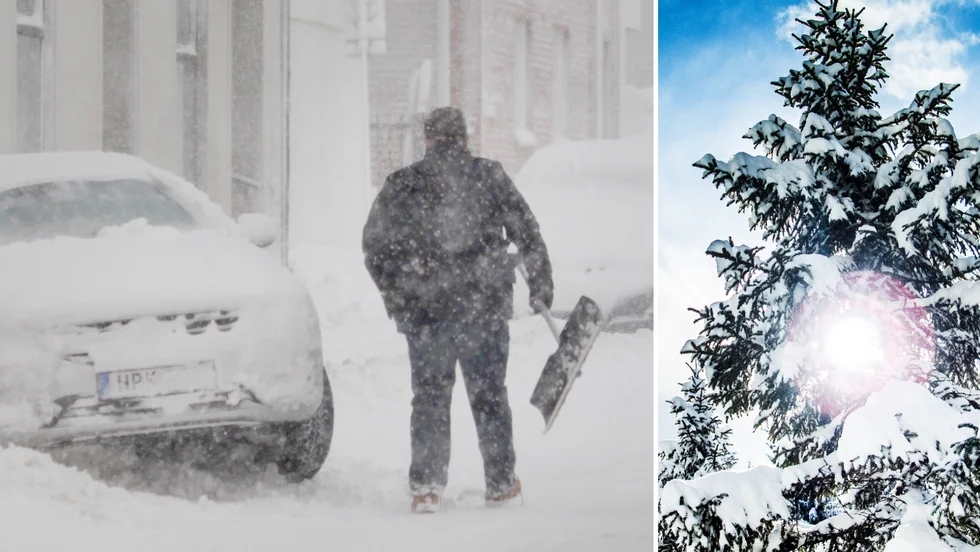 Först en hel del snö, mest vid kusten. Sedan kommer solen.
