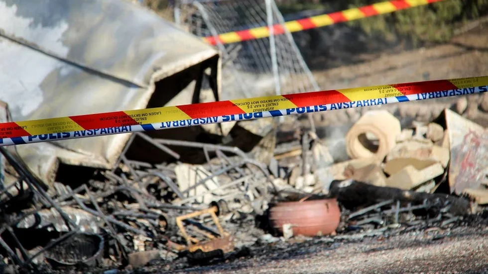 Villan blev totalförstörd i branden.