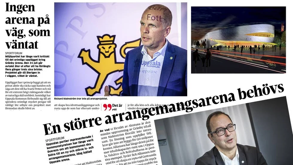"Skulle det inte varit för avtalet om Uppsala arena som blockerat utvecklingen skulle vi även kunnat ha en anläggning för hockey idag.", skriver Rickard Malmström (MP) och Linda Eskilsson (MP)