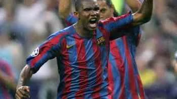 Kvitteringen. Eto´o har just gjort 1-1 för Barcelona mot Arsenal.