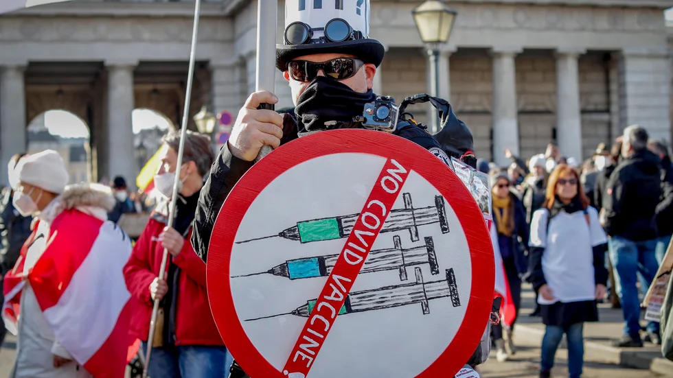Lagen om vaccintvång orsakade omfattande demonstrationer i Österrike. Arkivbild.