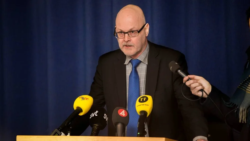 Arkivbild. Magnus Berggren uttalar sig om mordförsöket på Stora Torget.
