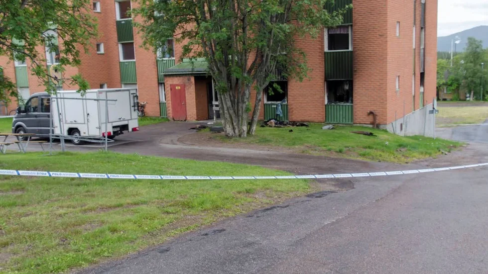 Tekniker på plats i Malmberget under måndagen.