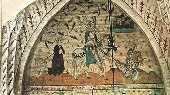 S:t Göran och draken och två scener ur den heliga Katarinas av Alexandria liv är de bäst bevarande målningarna i Vendels kyrka.