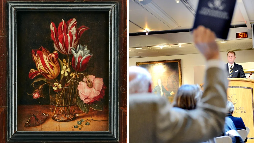 Ett konstverk vid namn "Blomsterstilleben med fjäril" såldes för nästan 1,5 miljoner trots att utropspriset var 5000 till 6000 kronor.