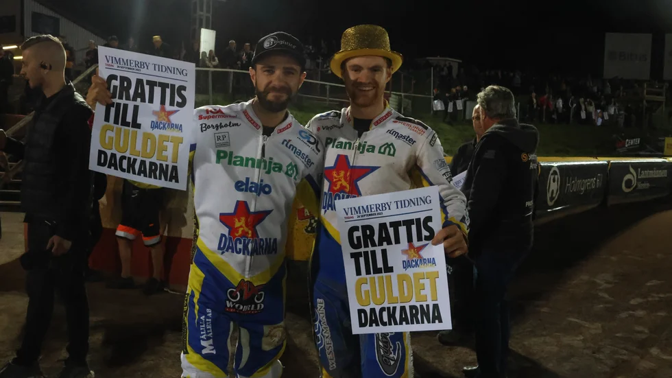Rasmus Jensen och Brady Kurtz var två av de stora guldhjältarna för Dackarna.