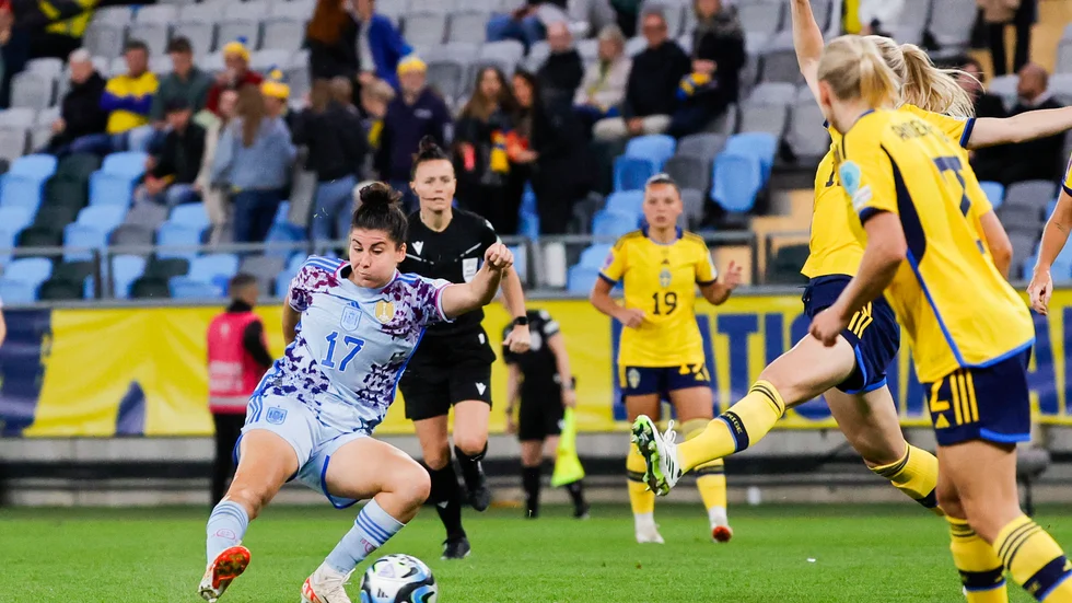 Lucía García, spansk målskytt mot Schweiz i Nations League. Arkivbild.