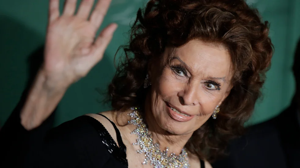 Sophia Loren vid en modegala i Italien 2019. Arkivbild.