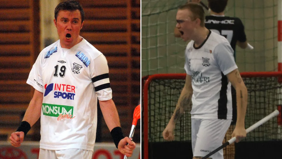 Niclas Samuelsson och Hugo Samuelsson visar målglädje på ett liknande vis.