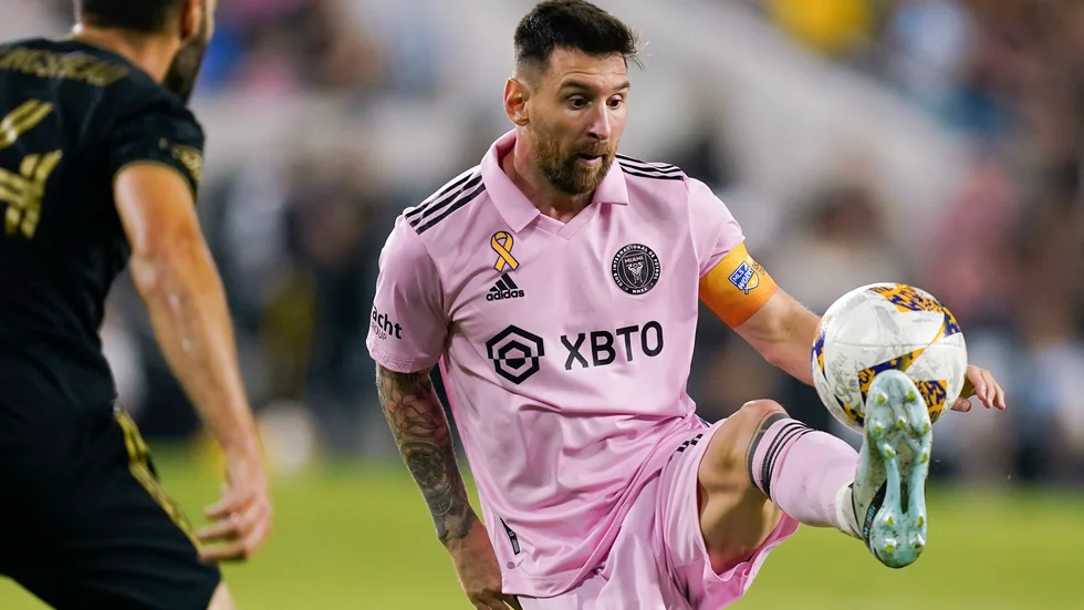 Lionel Messi i Inter Miami-tröjan. Arkivbild.