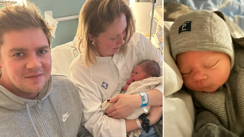 Kim Viklund och Matilda Lundmark fick sin andra son strax efter midnatt på nyårsafton. "Vi firade vid tolvslaget, fast vi gjorde det här på BB", säger de.
